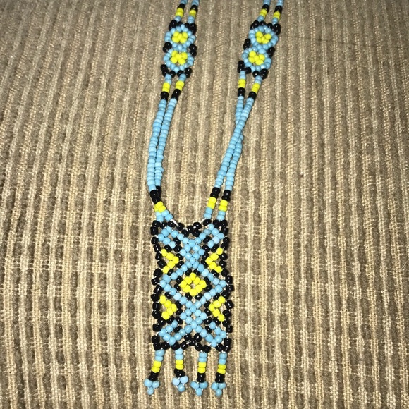 Vintage Handmade Long Double Strand Medallion Glass Bead Necklace - Picture 1 of 7